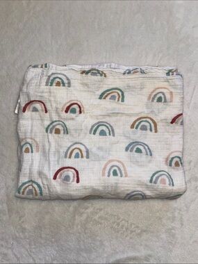 Loulou lollipop Neutral Rainbow Muslin Swaddle Blanket